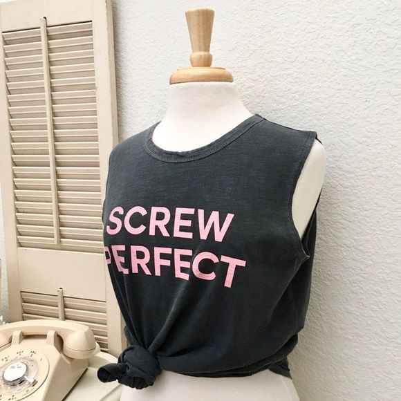 Graphic Sleeveless Muscle Tee, “Screw Perf… - Picture 3 of 7
